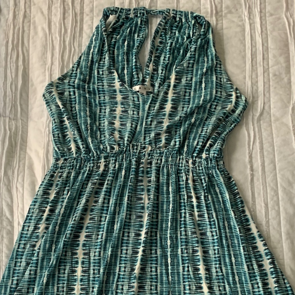 Cabi #323 Tie Dye Blue Halter Dress - Medium